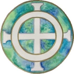 Cross and circle with watercolor background